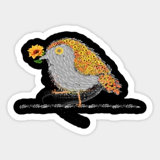 Sunflower Bird Costume Gift Sticker